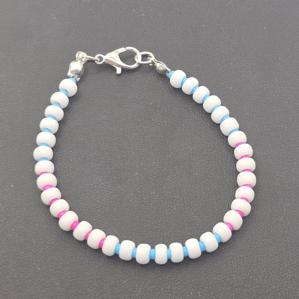 Kids light blue and light pink bracelet - for ages 4 to 10 years approximately