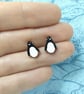 Penguin Earrings, Penguin Studs, Silver Plated or Sterling Silver Backs - Image 2