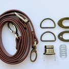 Mid Brown Turn-Lock Clasp & Strap Hardware Kit for Making a Felt Bag on a Ball
