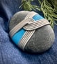 Turquoise and Silver Meditation Stone, Zen Stone, Japanese Mizuhiki Rock - Image 3