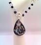 A Black and Clear Cube Bead Necklace with a Black Glass Pendant, Gift for Her - Image 5