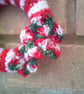 Red and White Crocheted Mini Christmas Wreath - Image 2