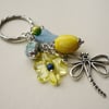 Yellow and Pale Blue Dragonfly Keyring  KCJ1024