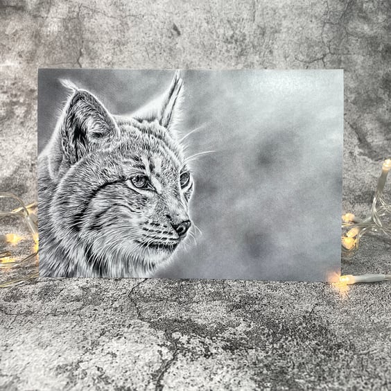 Steely Gaze Blank Greetings Card Printed from Original Art