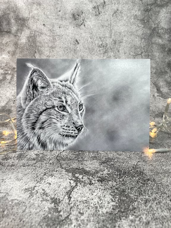 Steely Gaze Blank Greetings Card Printed from Original Art