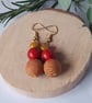 Mustard and red dangly polymer clay earrings - Image 5