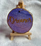 Hand-Painted 'Dreamer' Wood Slice Ornament – Celestial Galaxy Art with Gold Call