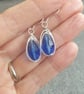 Cobalt blue teardrop earrings, Sterling silver ear wires - Image 2