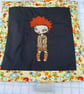 Padded Cushion Cover with an Embroidered Melancholy Girl. It’s All in the Eyes.  - Image 4