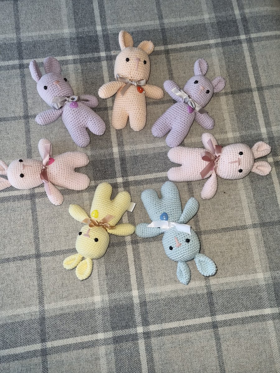 Handmade Crochet Pastel Easter Bunnies