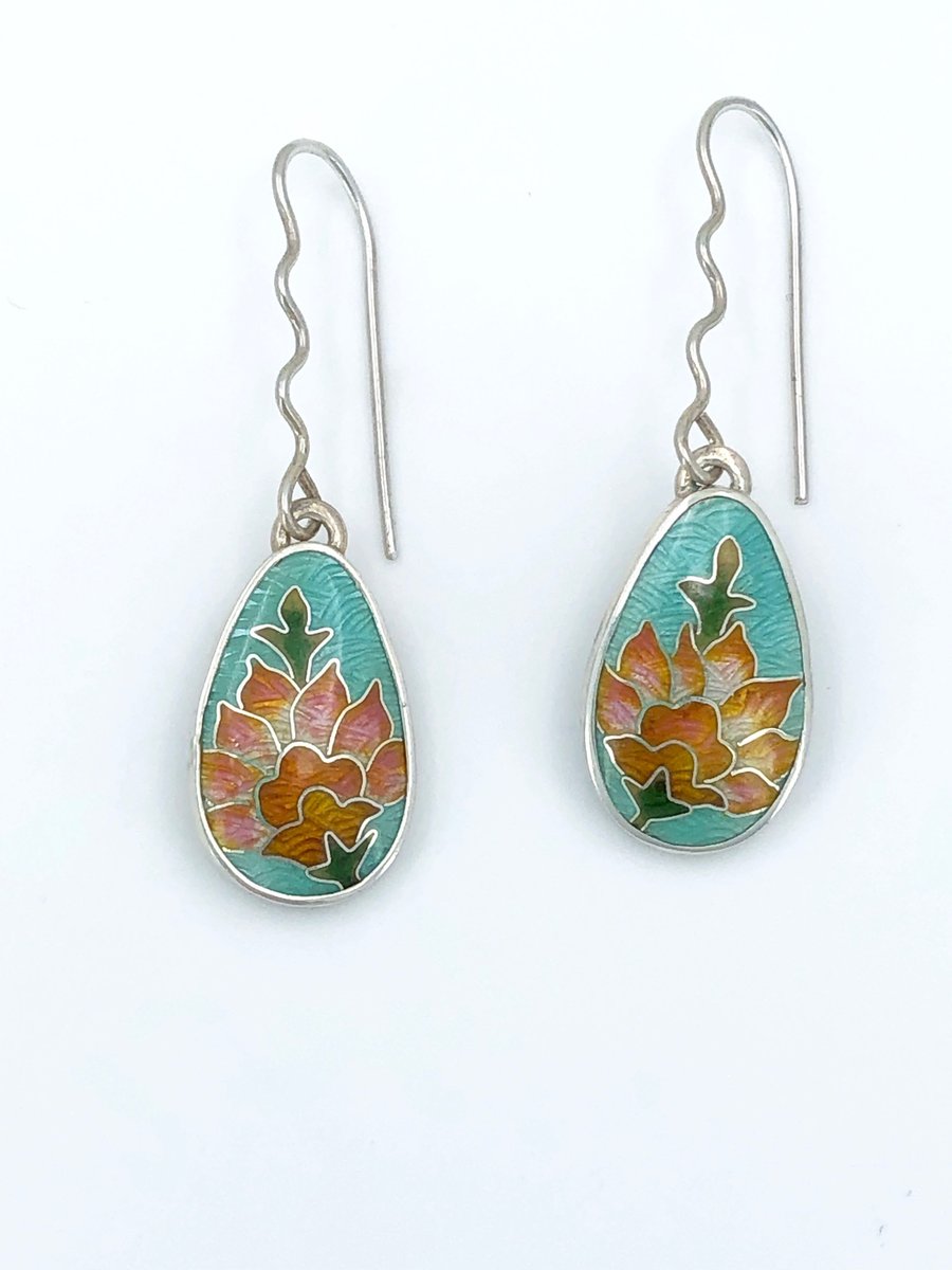 Moghul Garden cloisonné enamel earrings