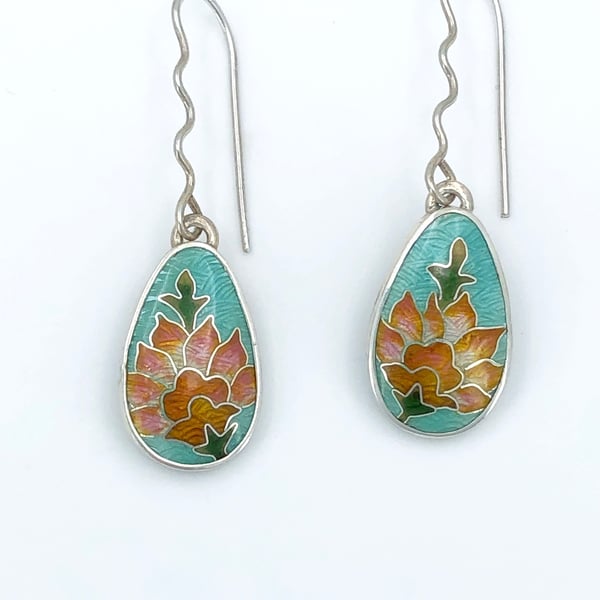 Moghul Garden cloisonné enamel earrings