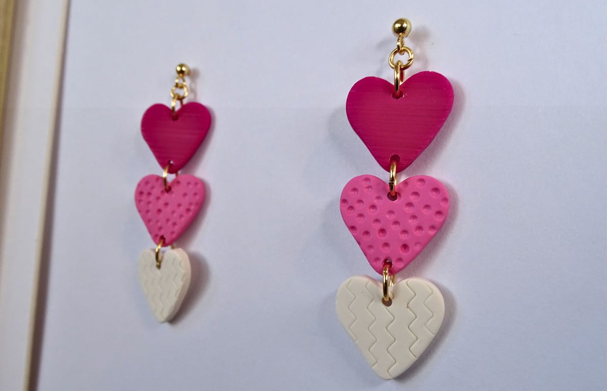 Dangle Heart – Handmade Polymer Clay Earrings