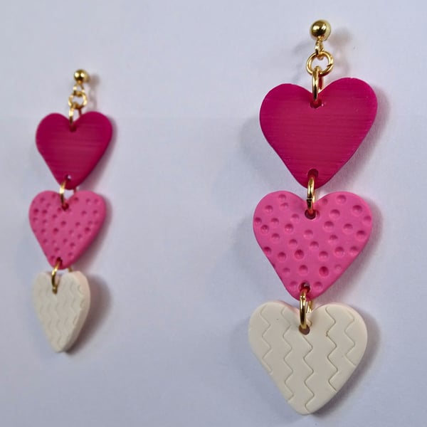 Dangle Heart – Handmade Polymer Clay Earrings