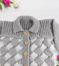 Baby Hand Knitted Cardigan Grey White, Woven Effect Knitted Jacket - Image 2
