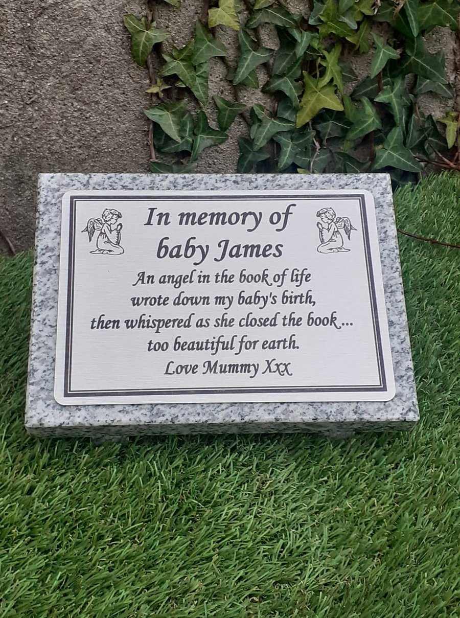 Personalised Granite Memorial Plaque Baby Grave Marker Cemetery Headstone