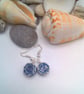 Blue Patterned White Ceramic Bead Bracelet and Earrings, Gift for Her - Image 3