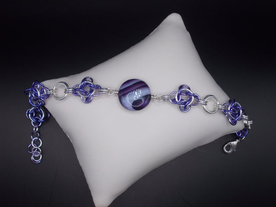 Purple banded agate chainmaille bracelet