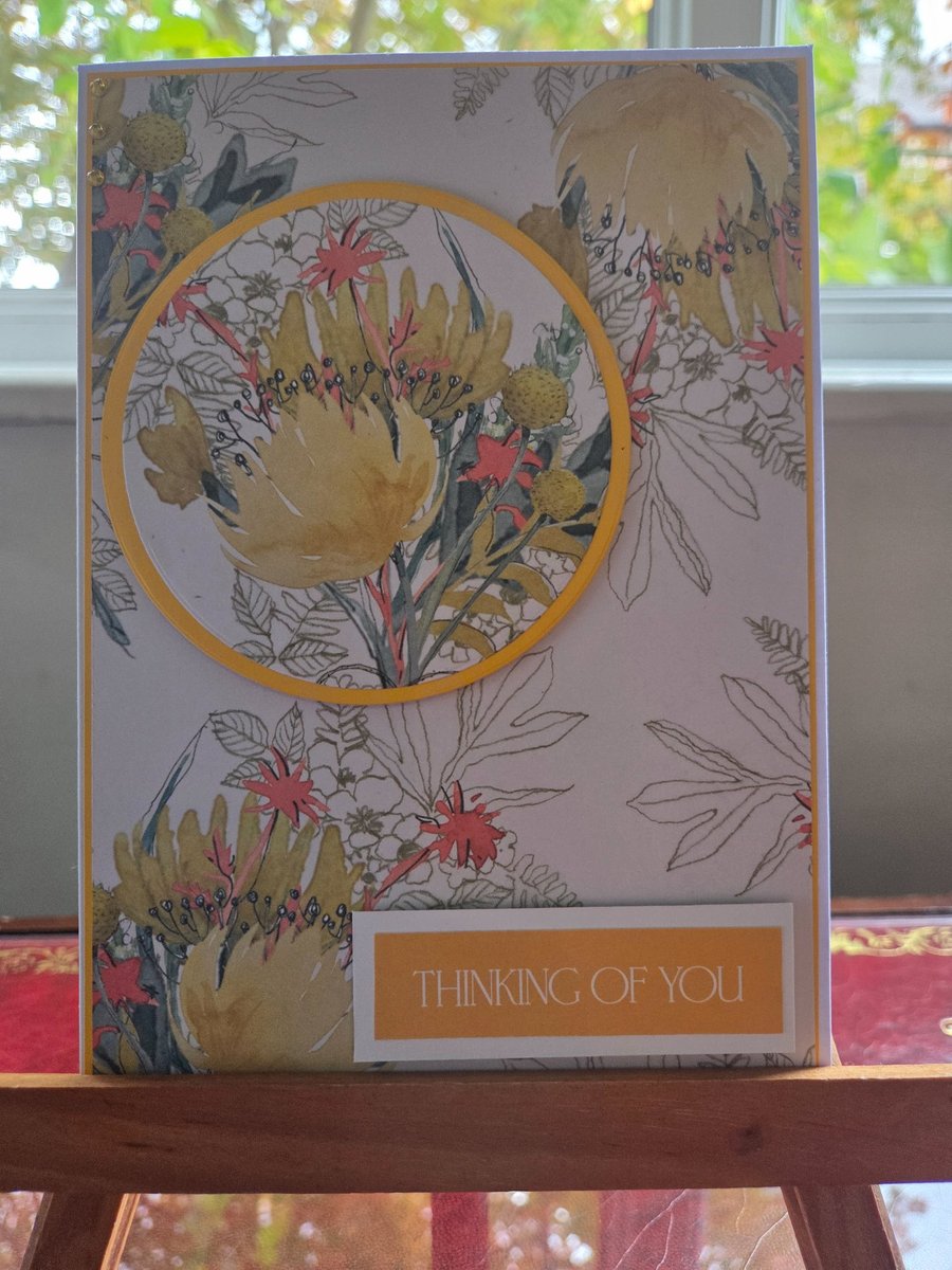 Handmade Thinking of You Card, Yellow Floral Design, Sympathy or Friendship 