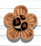 Flower Brooch, Brown Flower, Animal Print, Felt Flower  - Image 1