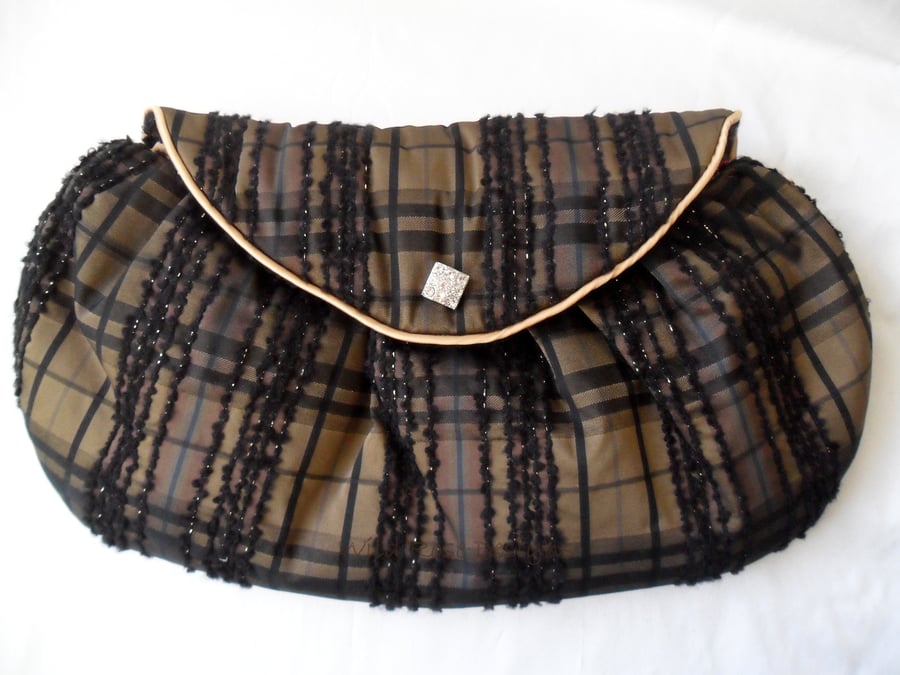  Evening bag in Brown and gold Taffeta  