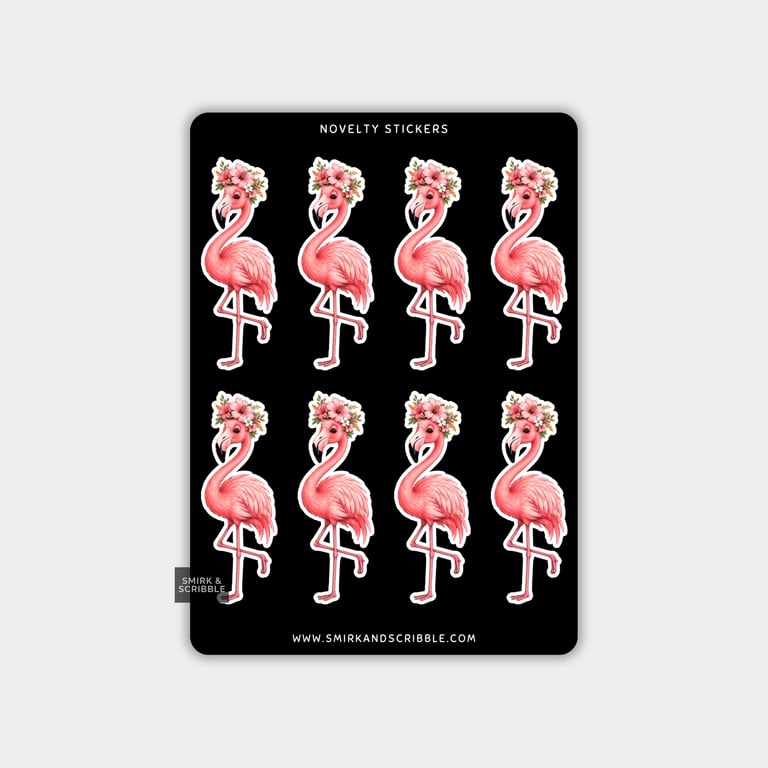 Funny Vinyl Sticker Sheet For Adults - Floral Flamingo