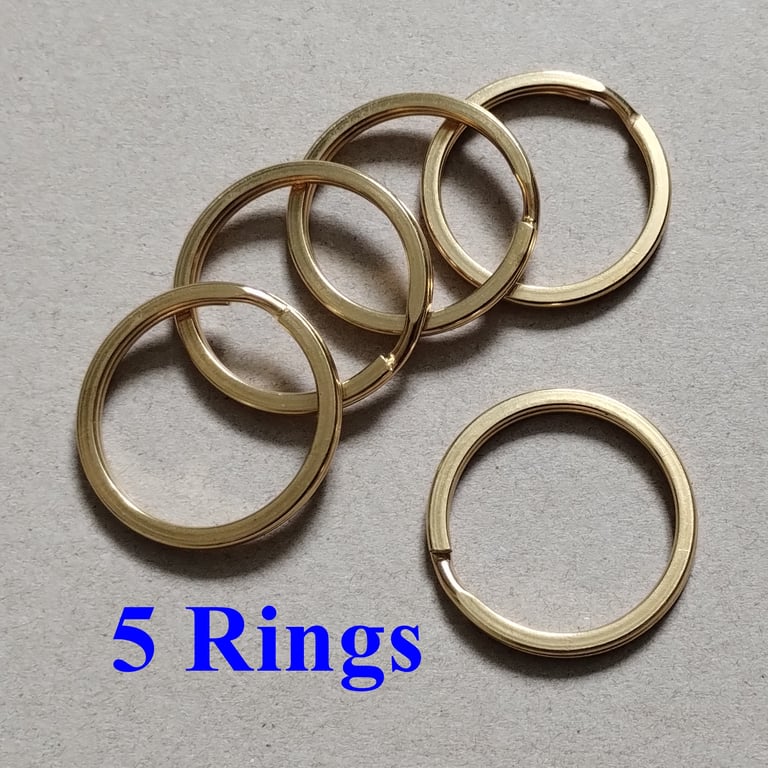 5 Solid Brass Split Rings Flat Profile 30mm Diameter 