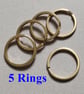 5 Solid Brass Split Rings Flat Profile 30mm Diameter 