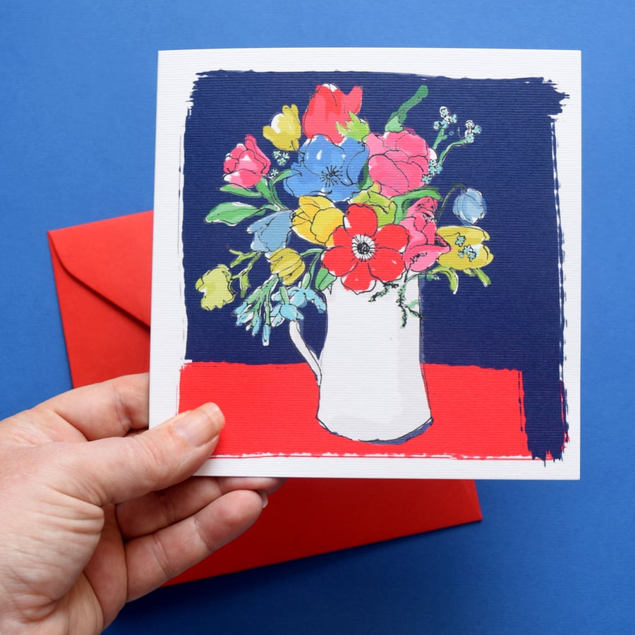 Jolly Jug of Flowers Card