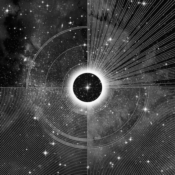 'Portal' Print: Eclipse Art, Sun, Moon, Stars, Celestial Illustration