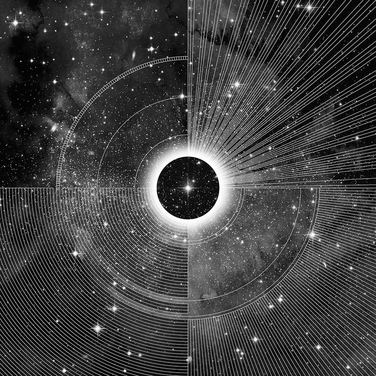'Portal' Print: Eclipse Art, Sun, Moon, Stars, Celestial Illustration