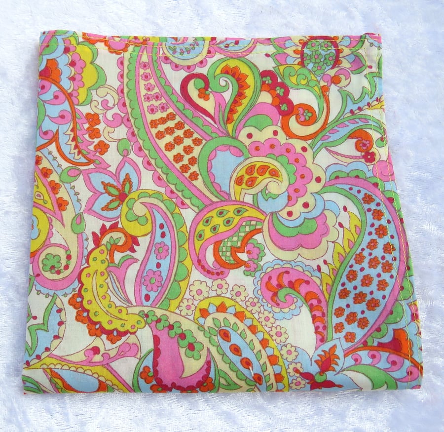 Gents handkerchief, made from Liberty Tana Lawn, pocket square, paisley