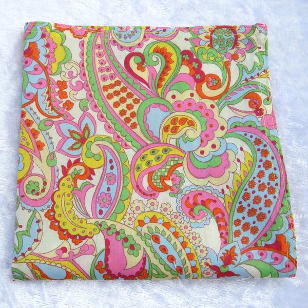 Gents handkerchief, made from Liberty Tana Lawn, pocket square, paisley