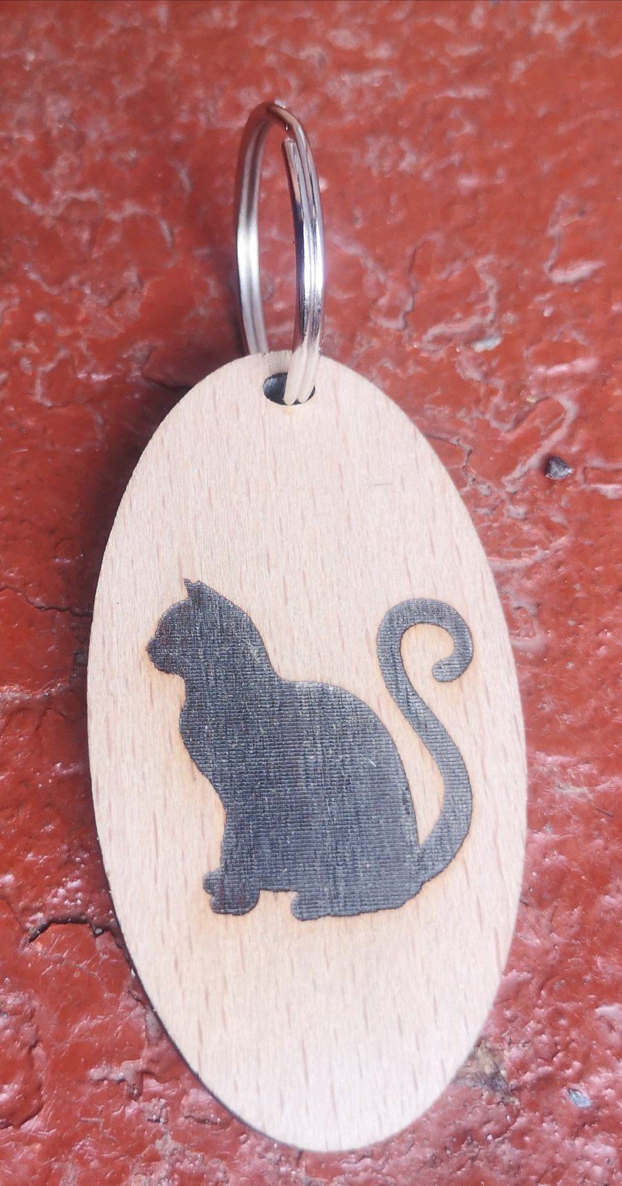 Homemade wooden cat keyring (2)