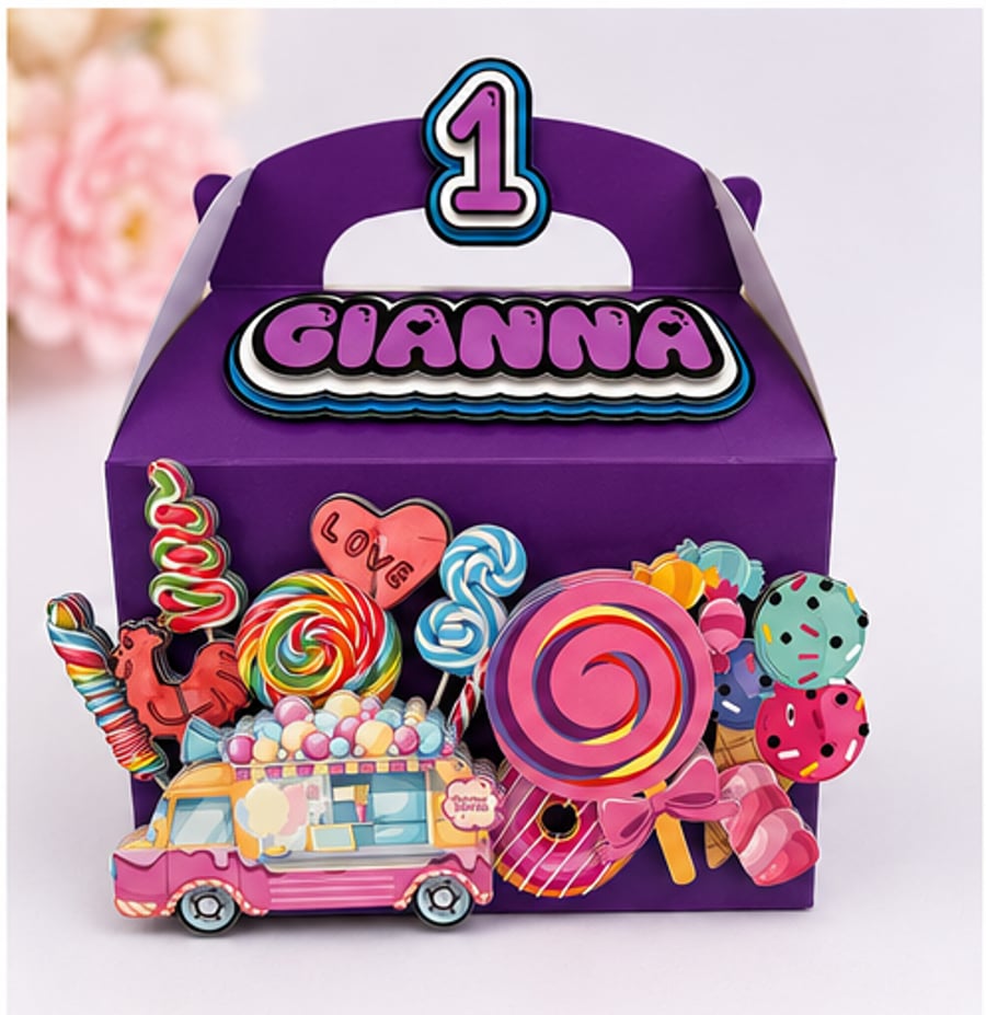 Personalised Candy Party Boxes - Sweet Birthday Favours - Set of 6 - Sweet Shop