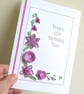 95th birthday card, personalised, handmade with quilled lilac flowers - Image 2