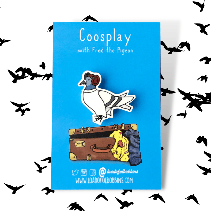 Sci-Fi Parody Pigeon Illustration Brooch - Princess Seconds Sunday