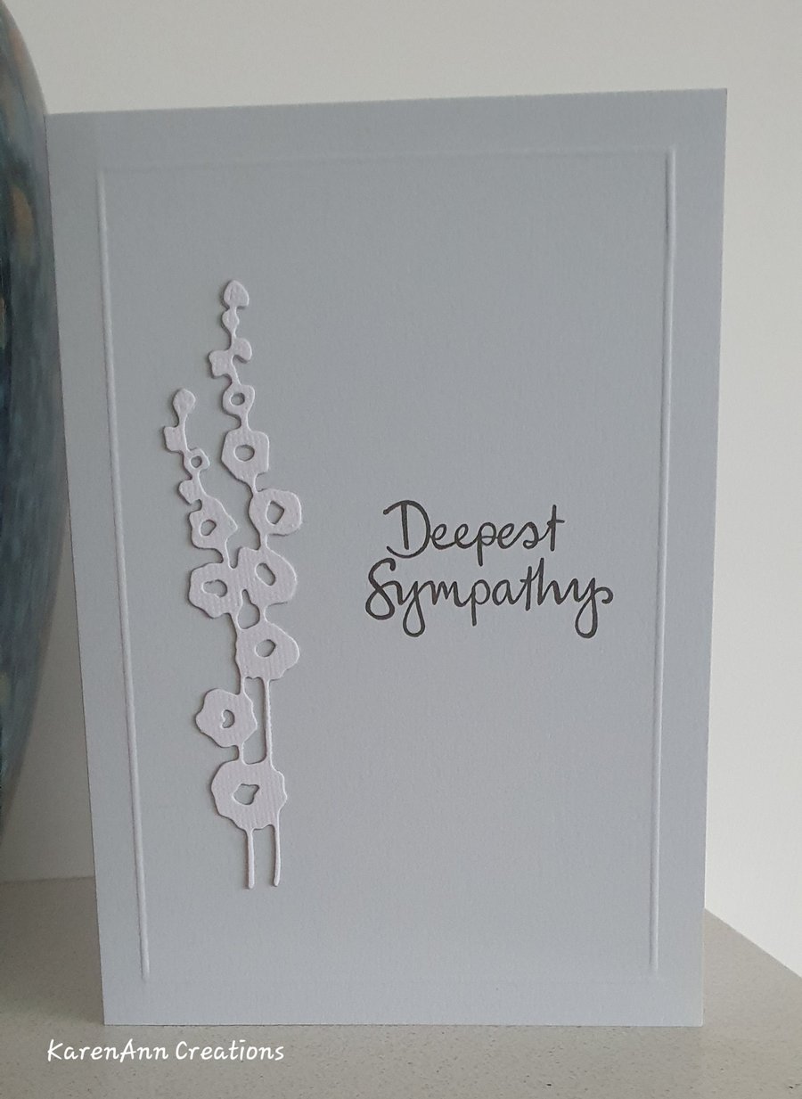 Sympathy card, Deepest sympathy in  simple soft grey and white