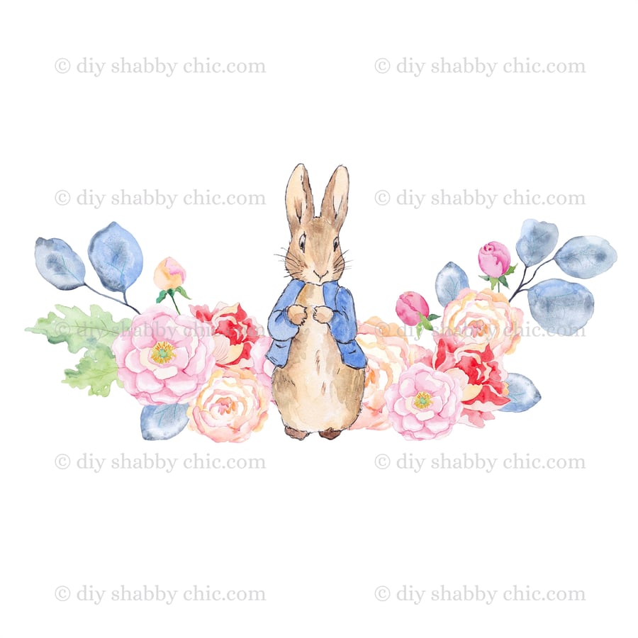 Waterslide Wood Furniture Vintage Image Transfer DIY Shabby Chic Peter Rabbit   