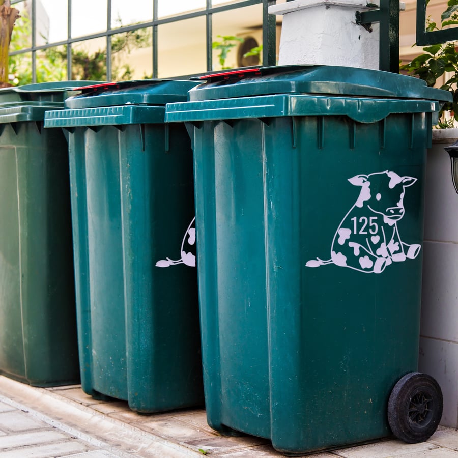 The Moo Cow Wheelie Bin Sticker, Personalised Sticker For Bin, Cow Inspired