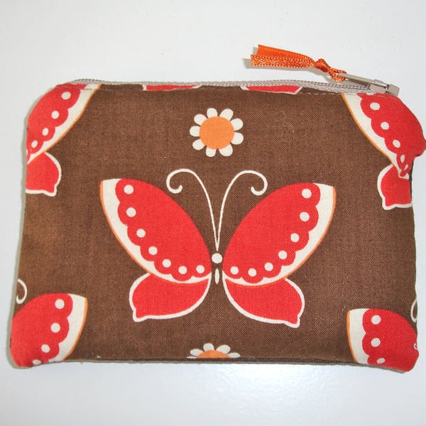 Brown Red and Orange Butterfly Purse Butterflies Vintage Retro