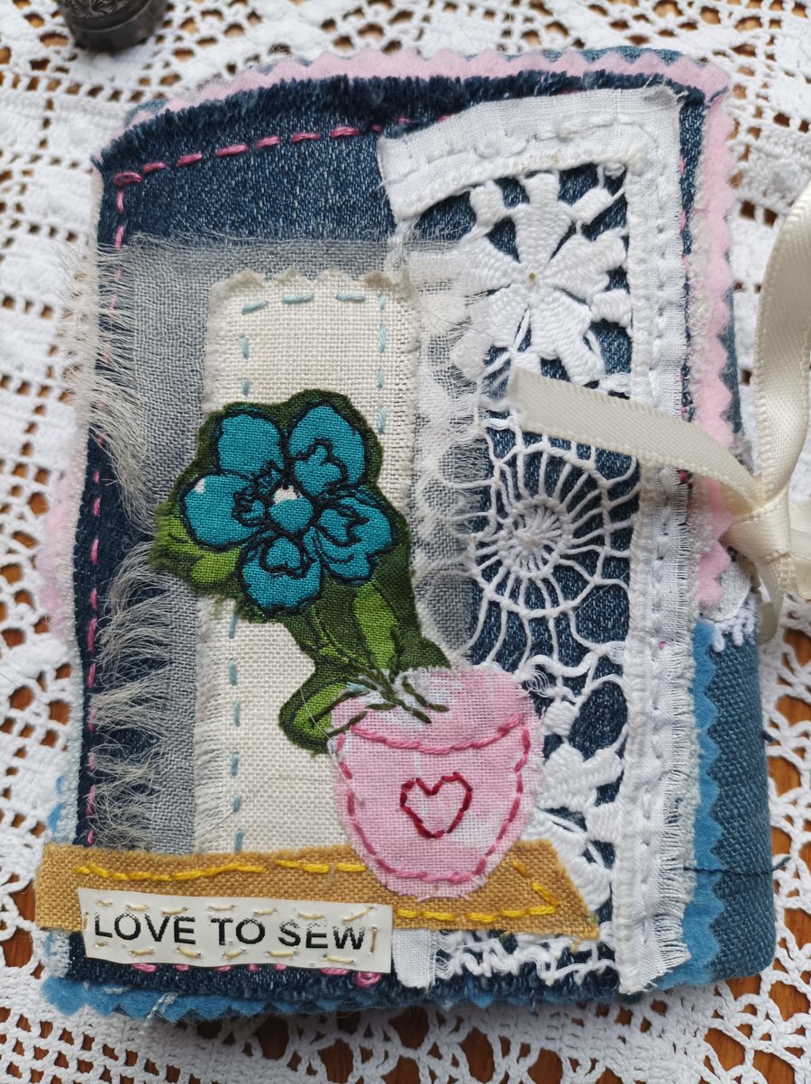 Needlecase 'Love to sew' slow stitch eco gift