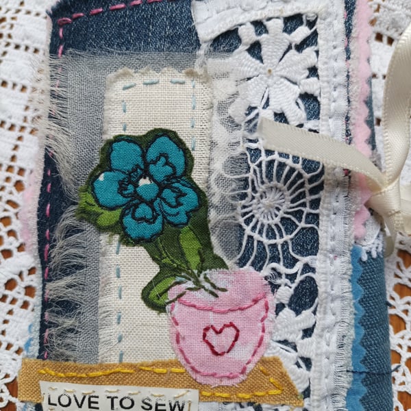 Needlecase 'Love to sew' slow stitch eco gift