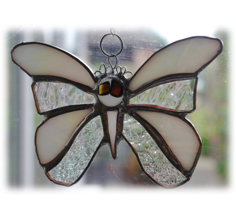 Birthstone Butterfly Suncatcher Stained Glass Pearl June