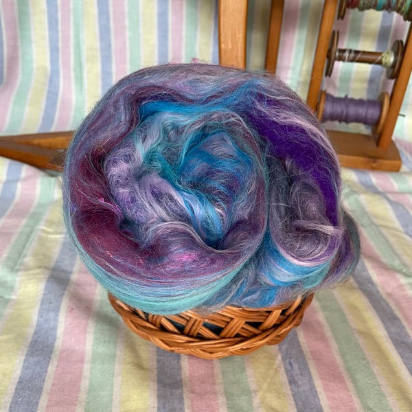 100% Wool Art Batt. Blue & Purple