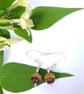 Fluted Tigers Eye Simple Drop Earrings Sterling Silver Autumnal Earrings