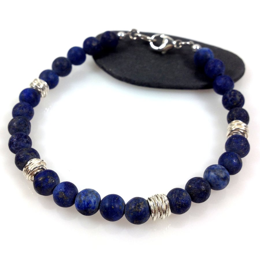Lapis lazuli and silver bracelet