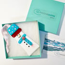 Snowman Tree Decoration-Blue-Fused Glass