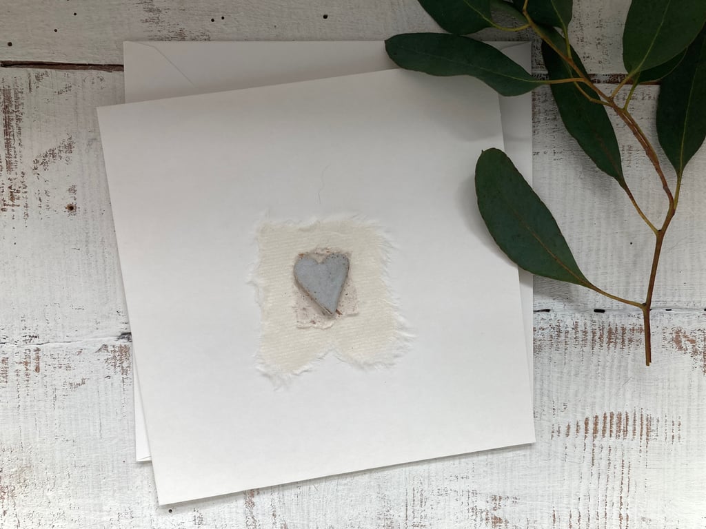 Handmade ceramic Gift card, valentines day, blank greetings card