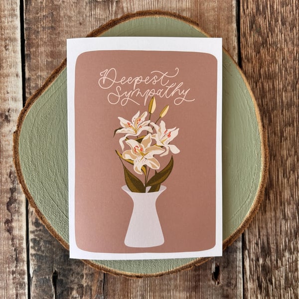 Lily Sympathy Card: Modern Calligraphy Bereavement Card